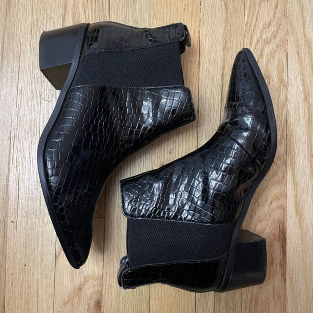 Miss KG Kurt Geiger Black Chelsea Boots - Faux Crocodile